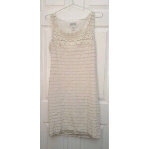 Robbie Bee White Layered Tank Dress Crochet Lace Size 10 Spandex